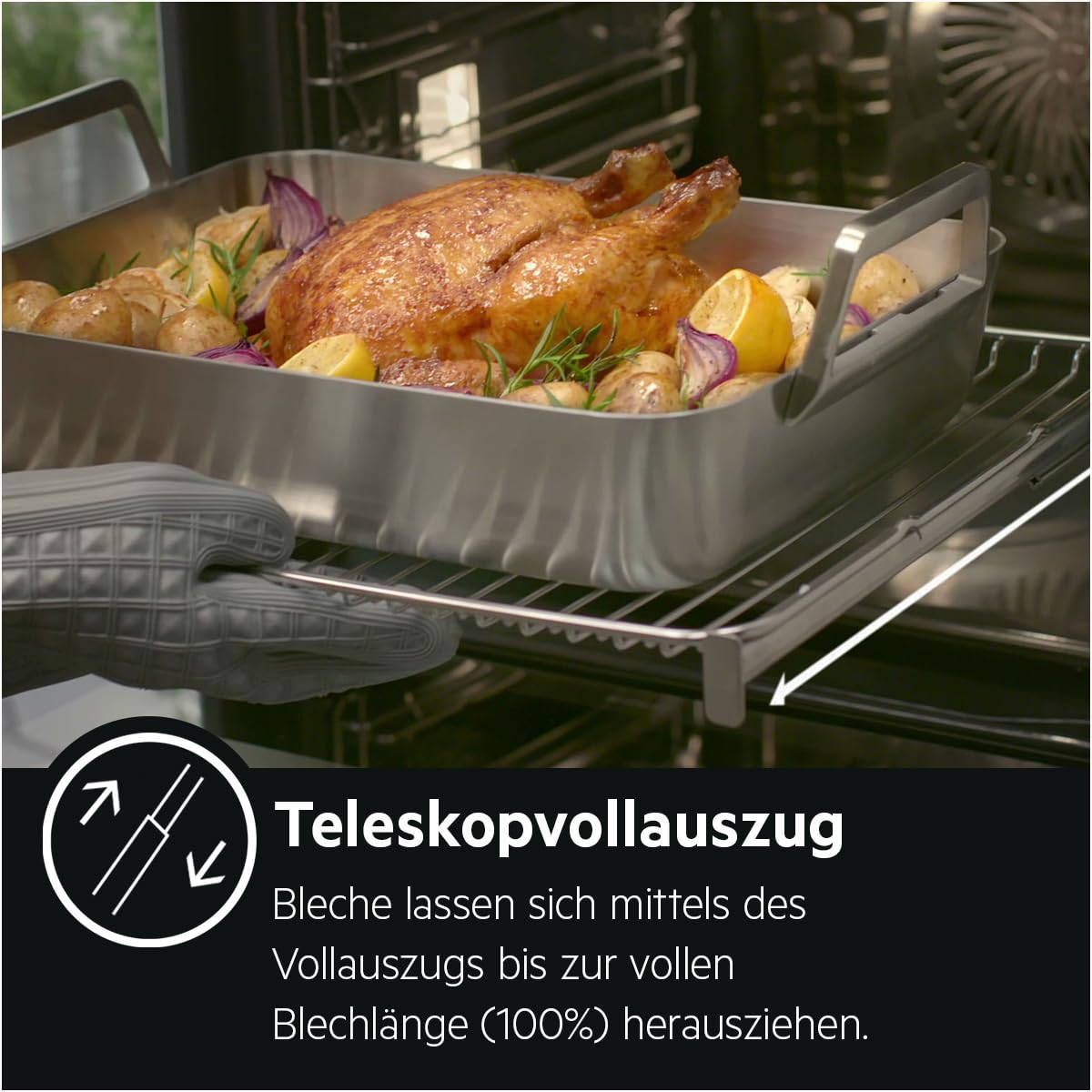 AEG Vollauszug 3-fach TR3LFSTV Dampfbackofen Super Clean Beschichtung Sicherheitsstopp