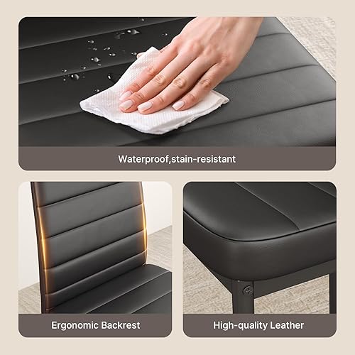 Miniatura 7 de Gizoon Juego de 6 sillas de mesa de comedor para 6, juego de 6 sillas de cocina de 7 piezas con 6 sillas tapizadas de piel sintética para comedor,