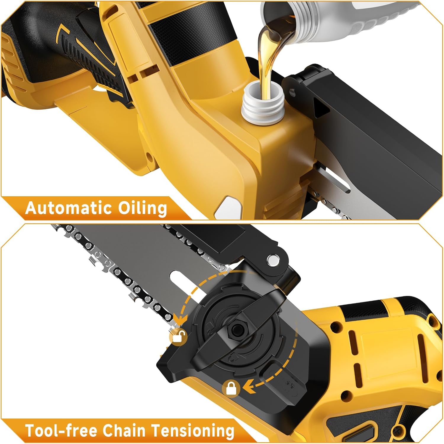 2-in-1 Cordless 8 Inch Pole Saw & Mini Chainsaw Compatible with Dewalt 20V Max Batteries (Not Included), Electric Pole Saws for Tree Trimming Battery Powered with 15.5 FT Max Reach Extension Pole