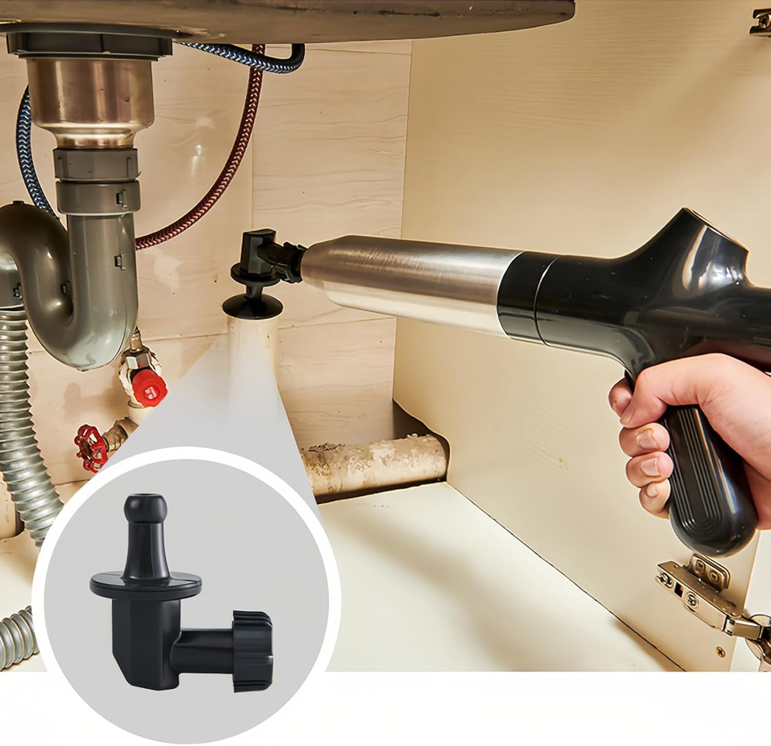 Toilet Plunger, Plunger Clog Remover, High Pressure Air Drain Blaster with Real-Time Barometer, Drain Clog Remover for Toilet, Bathroom, Sink, Floor, Kitchen Clogged, Black
