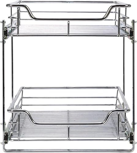 Vista 74 de Household Essentials Glidez - Organizador multiusos de acero cromado extraíble y deslizante para utensilios de cocina y utensilios para hornear