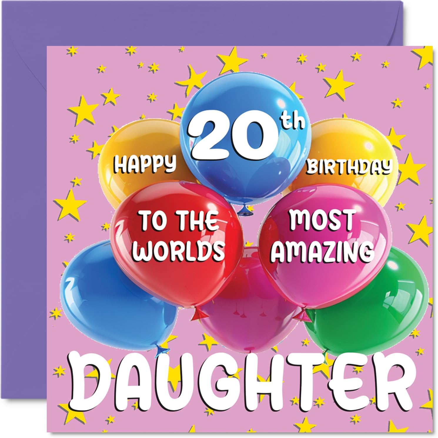 Stuff4 20th Daughter Birthday Card - World's Most Amazing Daughter - Happy 20th Birthday Card for Daughter from Mum Dad, 145mm x 145mm Age 20 Twenty Greeting Cards for Daughter
