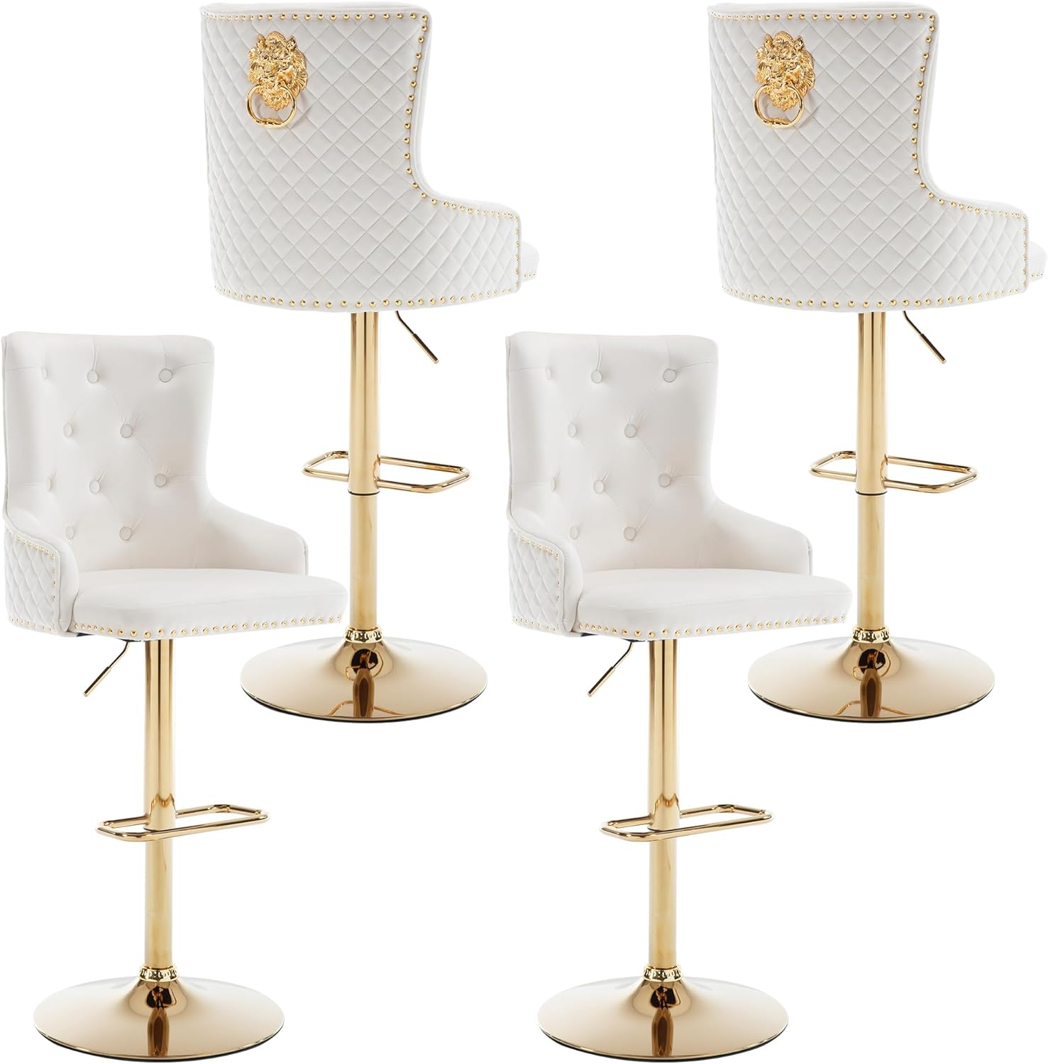 ABET Gold Bar Stools Set of 4, Modern Velvet Counter Height