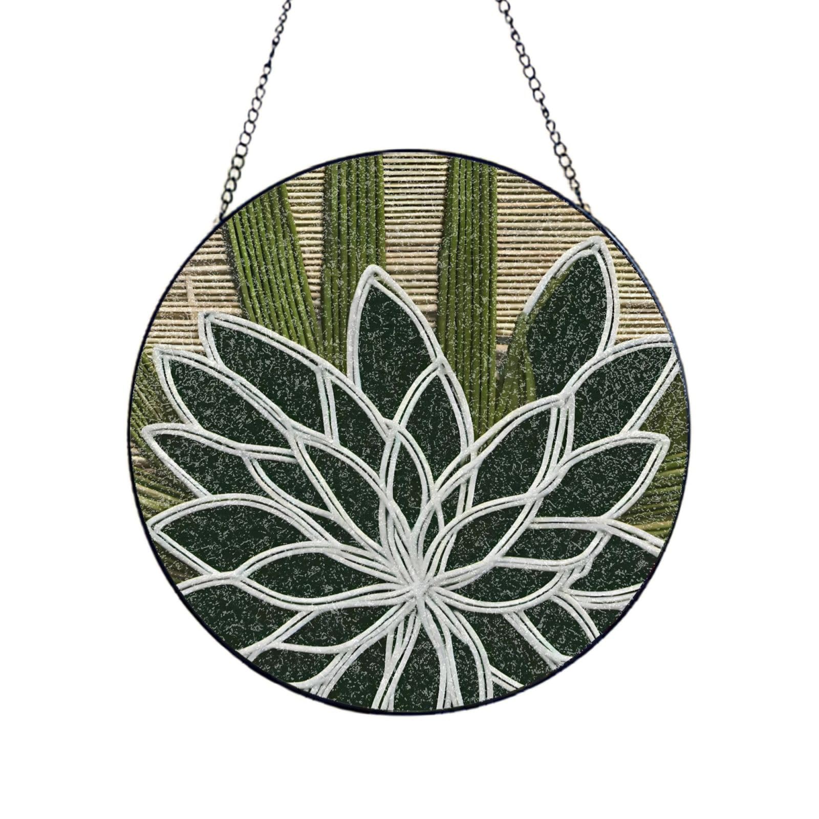 Phayah White Line Drawing Print Glass Window Hanging Sun Catchers Suncatcher Decor For Birthday For Home Garden Porch 12in（30cm）