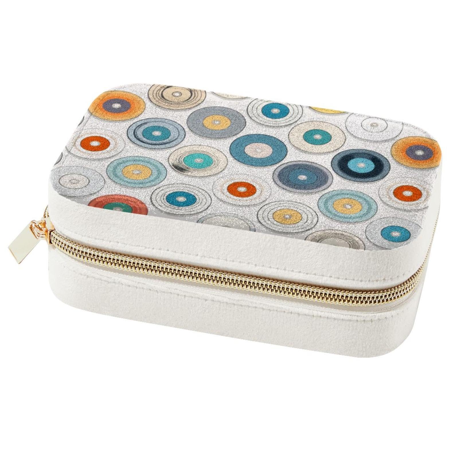 Étui de rangement de voyage pour bijoux, coffret portable disques colorés en velours