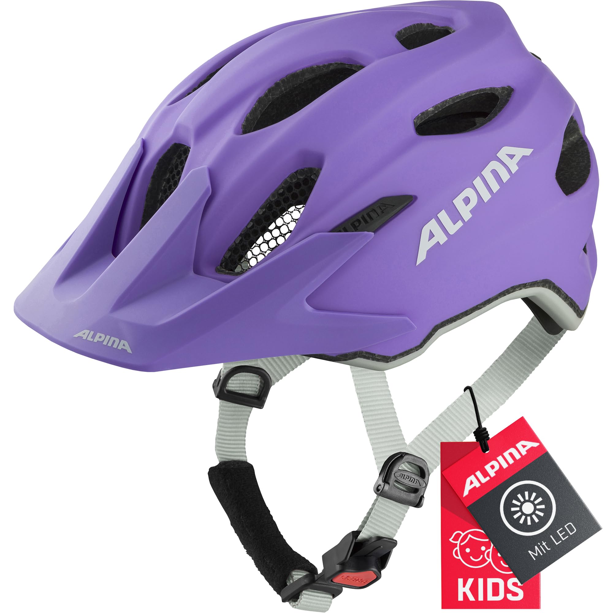 ALPINA Unisex - Dzieci, CARAPAX JR. FLASH Kask rowerowy, purple matt, 51-56 cm
