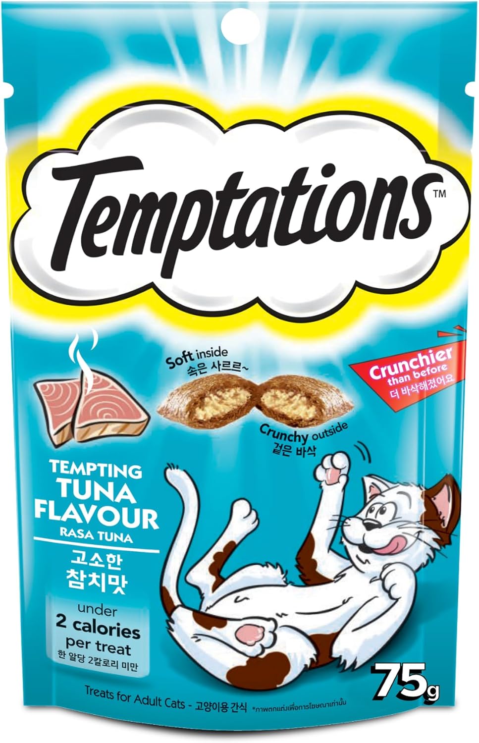تيمبتايشن مكافآت قطط - التونة المغرية 75 جم تريت مقرمشة الخارج طرية الداخل مكافأة للقطط تمبتيشنز بالغ