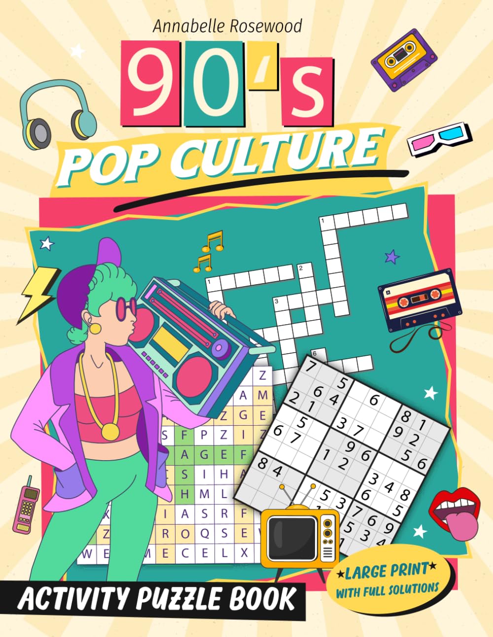 90s Pop Culture Activity Puzzle Book: Fun Crossword Puzzles, Trivia Quizzes, and Brain Games for Ultimate 90s Nostalgia