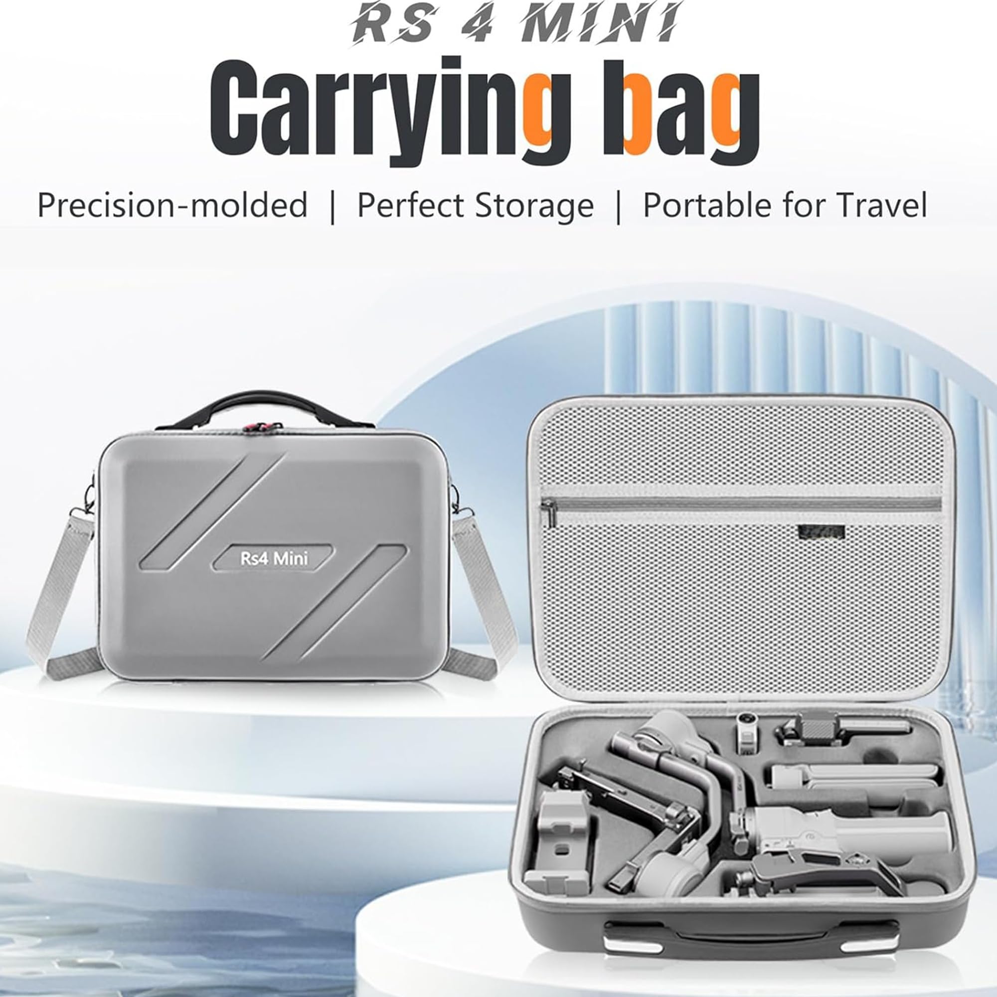 RS 4 Mini Tasche, PU-Leder Tragbare Aufbewahrung Umhängetasche Reisetasche Reise Aufbewahrungstasche mit Schultergurt für DJI Ronin RS4 Mini Combo, Gimbal Stabilisator und Zubehör
