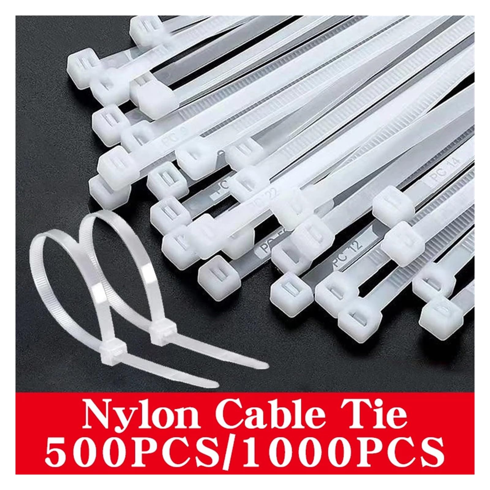Fascette fermacavi bianche da 500/1000 pezzi, fascette fermacavi in ​​nylon autobloccanti for il raggruppamento dei cavi Organizzatore Cavi(Black,2.5x300 (500pcs))