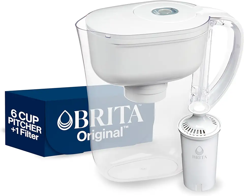 Brita 6 Cup Filter Pitcher withSmart Light Indicator, Reduces Chlorine taste and odour from Tap Water, Filters 151 Litres, Metro, White