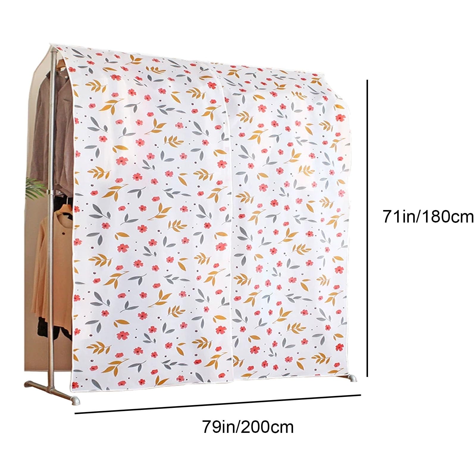 Funda Ropa Armario con Estampado, Funda Ropa de PEVA Grueso, Transparente, Diseñada para Usar con Barras Superiores e Inferiores, Mantiene Tu Ropa Limpia y Protegida(79x71in/200x180cm)