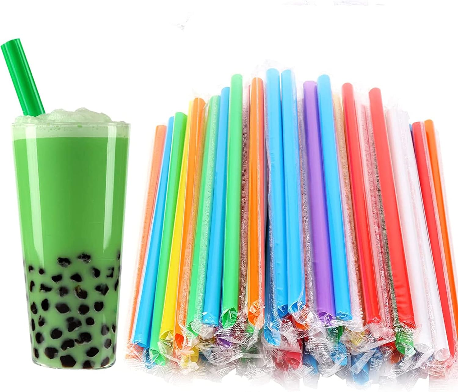 130 Pcs Wide Mouthed Smoothie Straws,Colorful Disposable Widemouthed