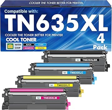 TN635XL TN635 TN635XXL Toner Cartridge Set MFC-L8930CDW MFC-L8730CDW Compatible for Brother TN 635XL TN-635XL TN-635 for HL-L8430CDW HL-L8570CDW MFC-L8970CDW HL-L8430CDWT MFC-EX575 Ink Printer 4 Pack