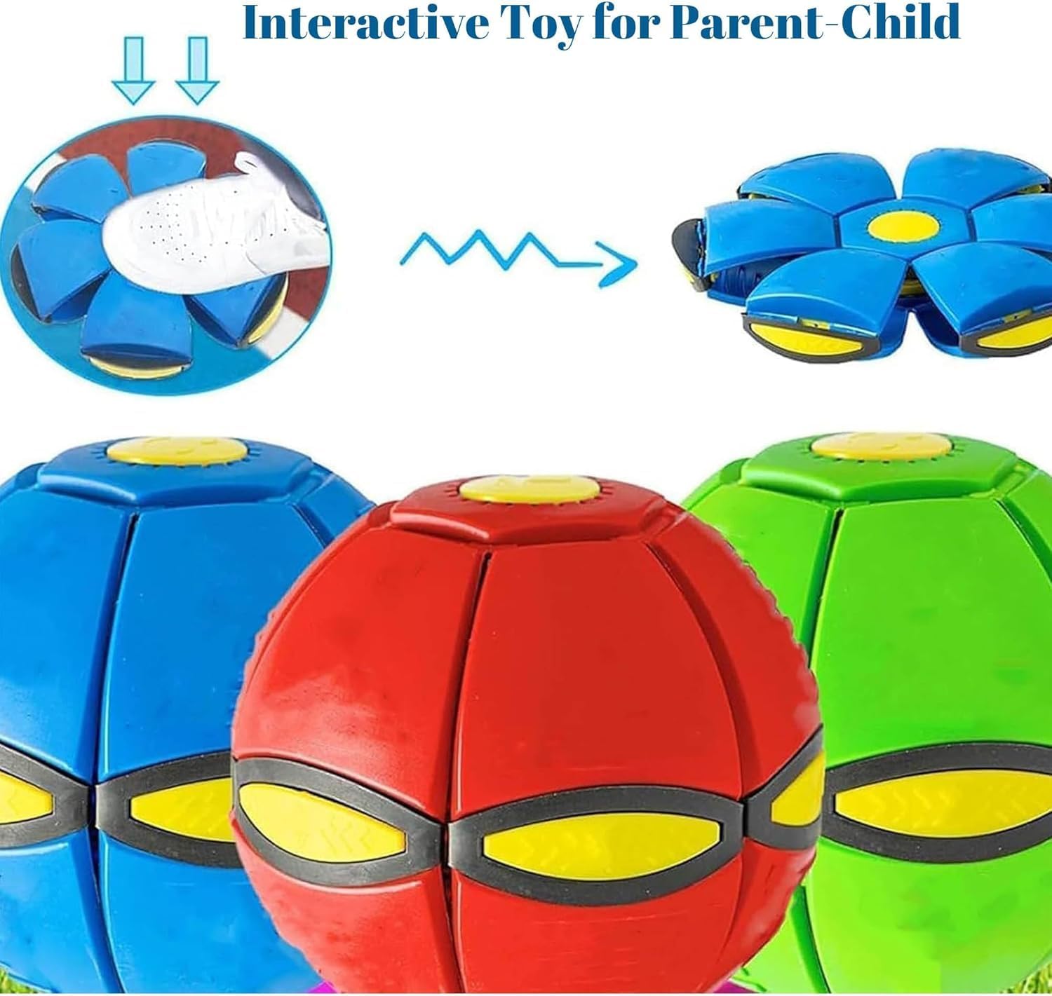 Magic Bouncing Ball, Magic Bouncing Ball with 6 Light, Dual Form Freely Switchable, Parent-Child Interaction Suitable for Indoor & Outdoor Use (Green)