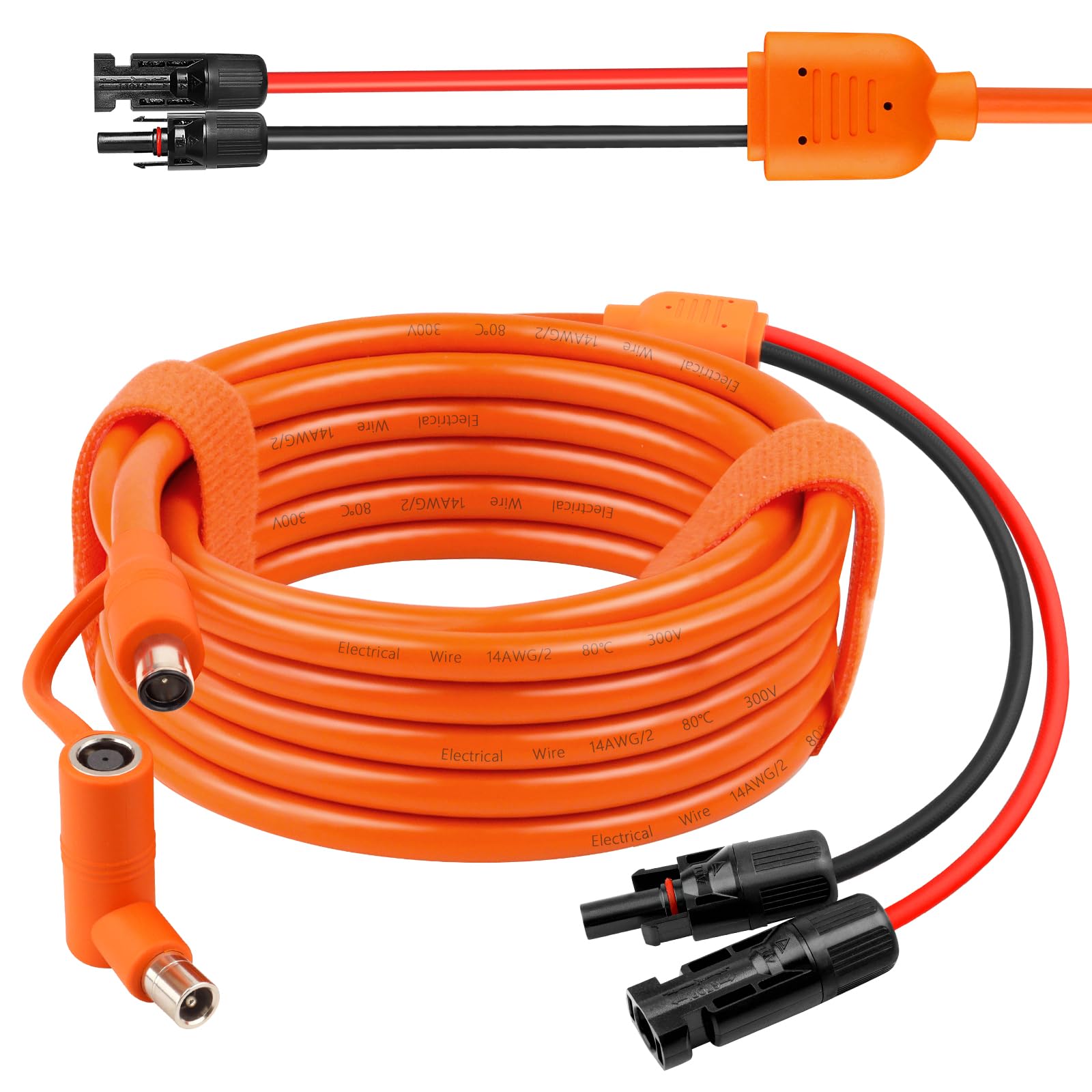 MOOKEERF Kabel solarny do ładowania DC, 8 mm, 50 m, 12 AWG + 14 AWG ze złączem panelu słonecznego do DC7909/8020, kompatybilny z przenośną stacją zasilającą Anker, GZ Yeti, BLUETT, Jackery