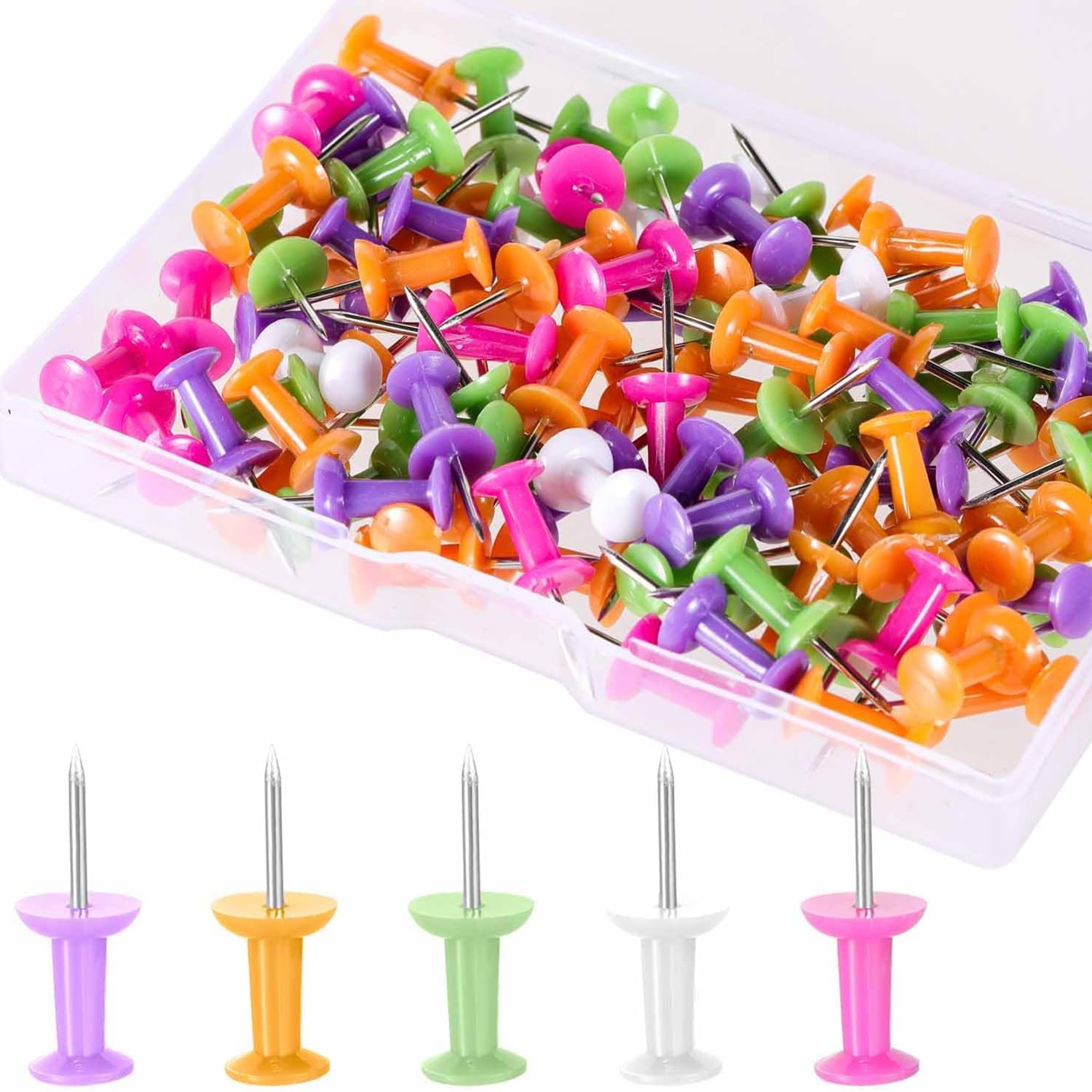 Acootruing Colourful Push Pins For Cork Board 100 Pcs Colour Drawing Pins Thumb Tacks For Cork Board Pins Pins For Pinboard With Storage Box For Cork Notice And Bulletin Boards Map Drawing Home Office Craft