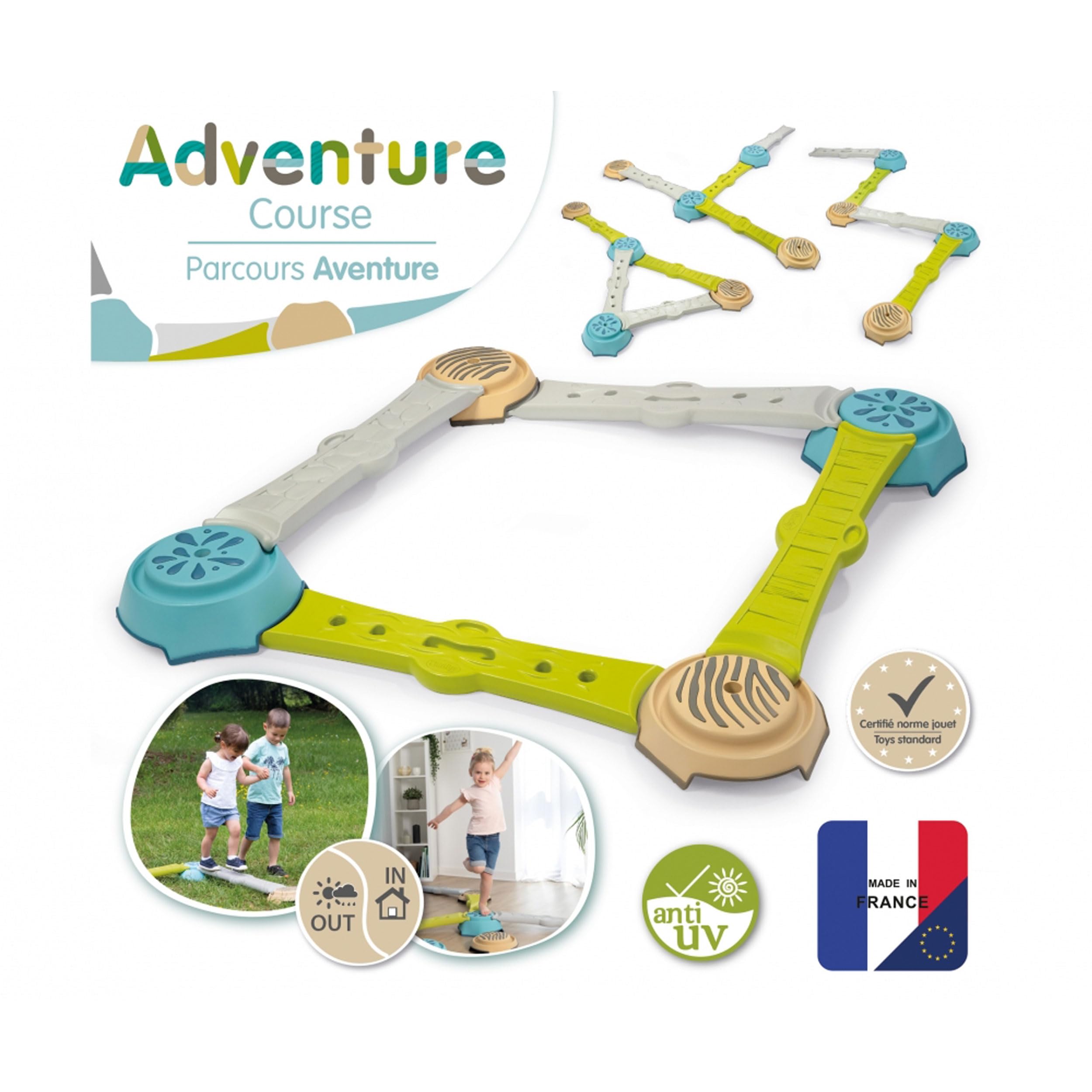 Smoby - Abenteuer Balancierparcours - mit 4 Balken und 4 Trittsteinen (rutschfest), individuell zusammenbaubar, für Kinder ab 2 Jahren