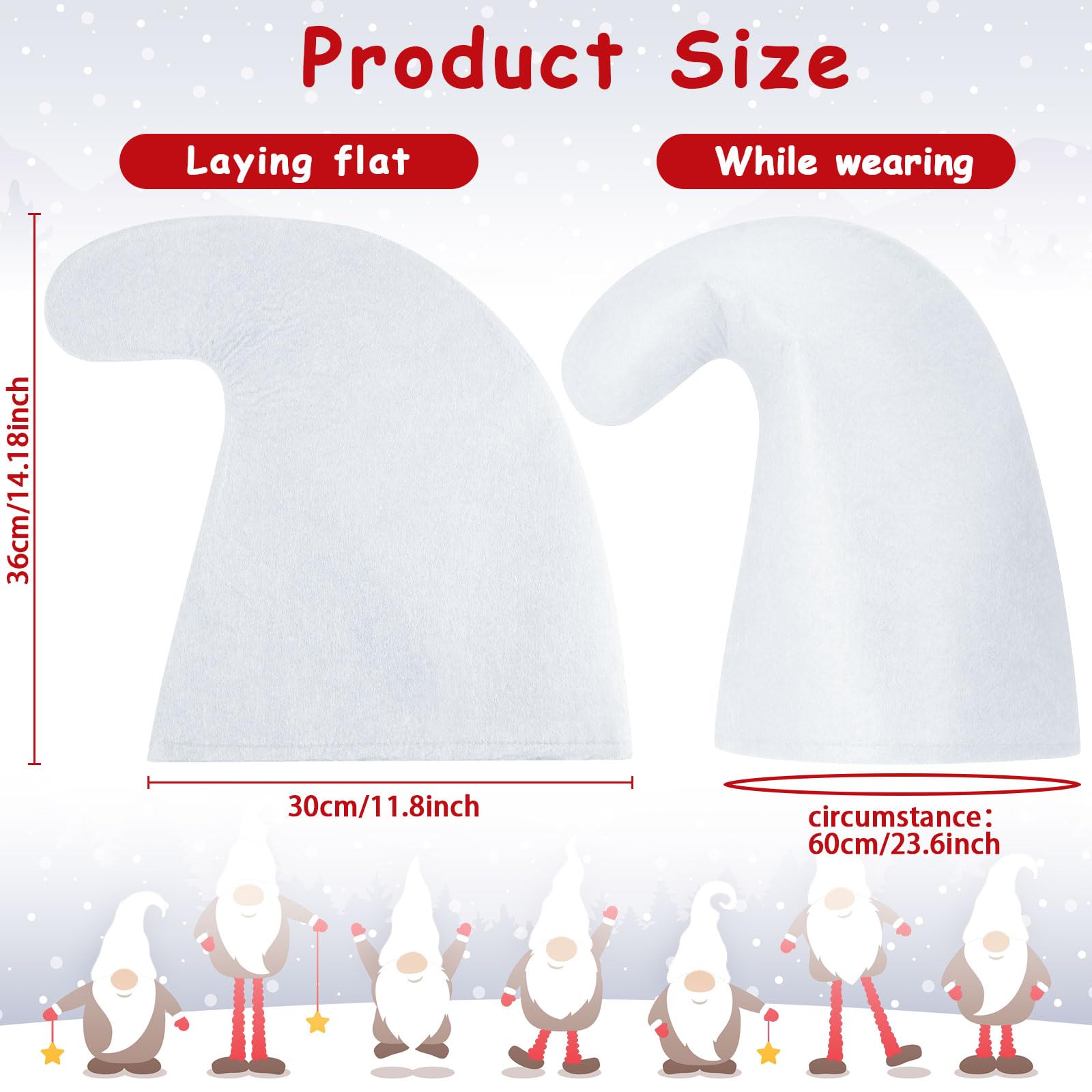 SATINIOR 2 Pcs Carnival Gnome Hats Funny Felt Dwarf Hats Accessory for Fancy Mardi Gras Carnival Christmas Dress Costume Gnome Cosplay Party - Image 2