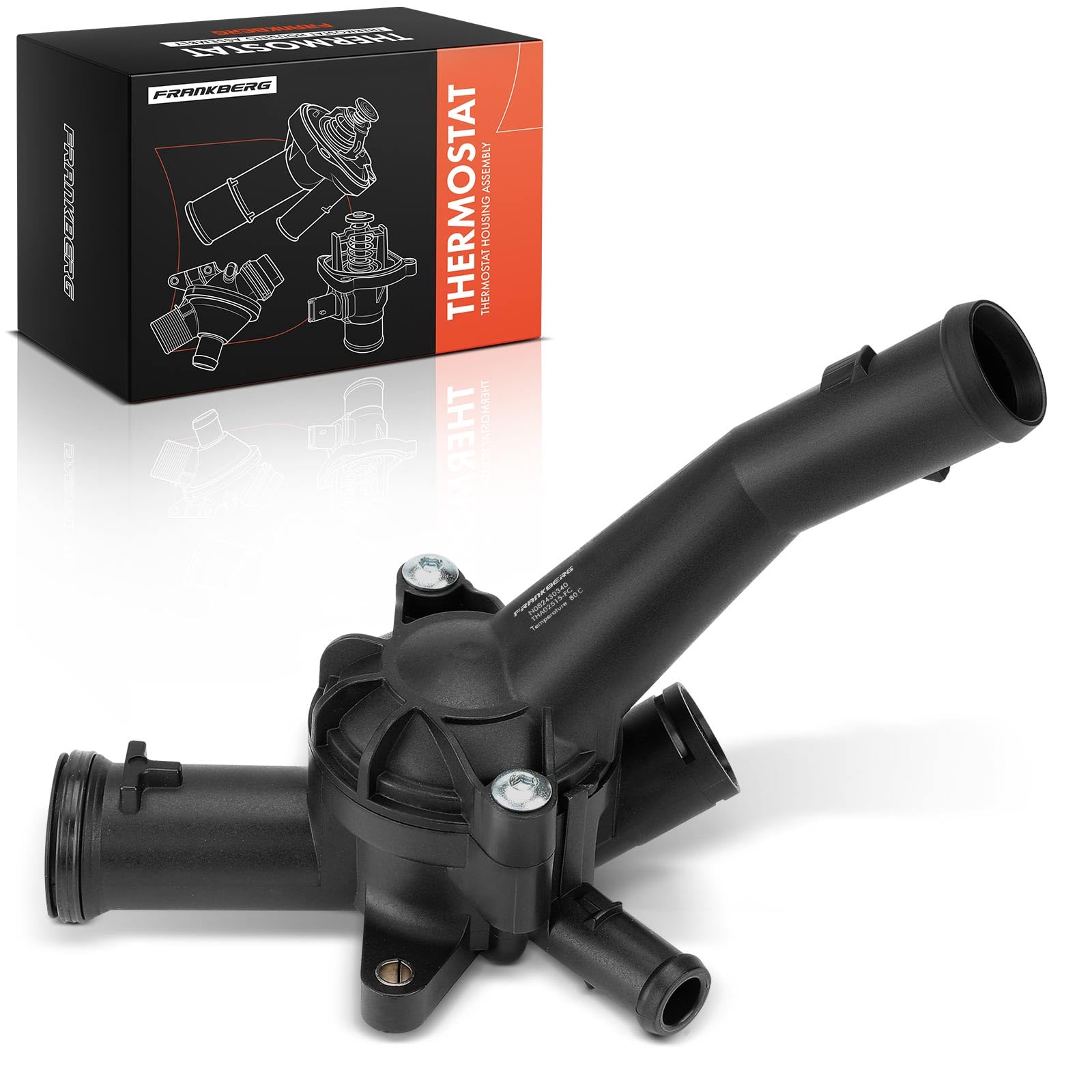 Frankberg Termostato del liquido di raffreddamento 80°C a 2 Poli | 07K121115C, Compatibile con: New Beetle 1C1 9C1, Maggiolino Cabriolet 5C7 5C8, New Beetle Cabriolet 1Y7, J.e.t.t.a III 1K2