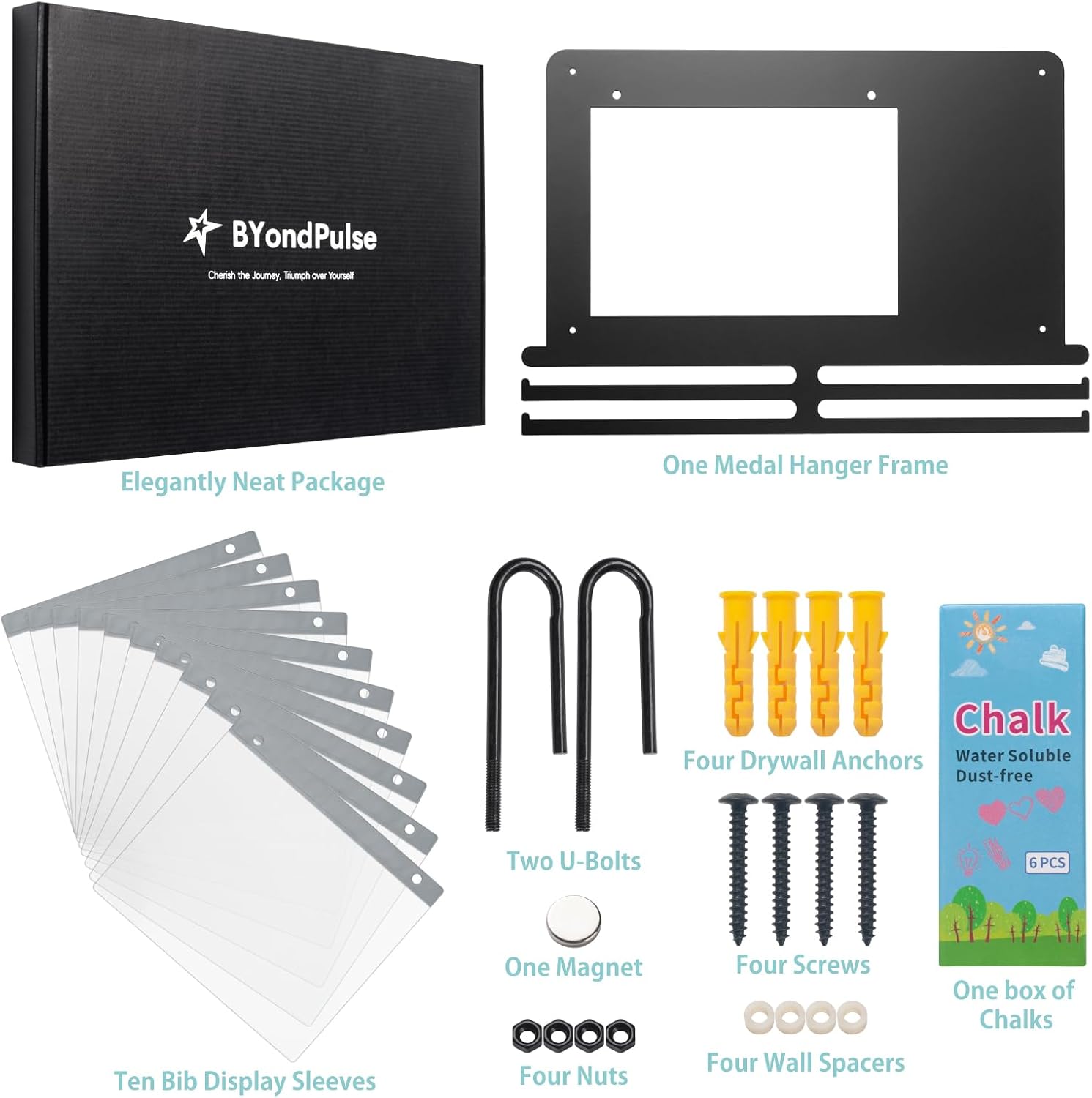 Medal Hanger Display, Race Medal Holder Wall Hanger, Race Medal Display, Medal Holder | Holds 40 Medals & 80 Race Bibs