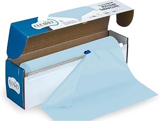 Baby Blue Plastic Tablecloth Roll for Baby Shower, Its a Boy, Wedding, Anniversary, Birthday, Celebration, Table Cover Fits 12 Rectangle Picnic Tables, Decorative Bluish Color (Light Blue)