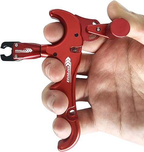 Miniatura 30 de Lanzador de ayuda de arco compuesto y cuerda de bucle D, ajustable puede girar 360° pulgar liberación arco ayuda aleación de aluminio, ayudas