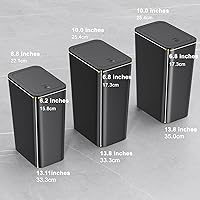 Vista 6 de N. NETDOT Basurero de baño con tapa, juego de 3 piezas, 2 paquetes bote de basura delgado para cocina de 4 galones y 1 bote de basura de 2.6