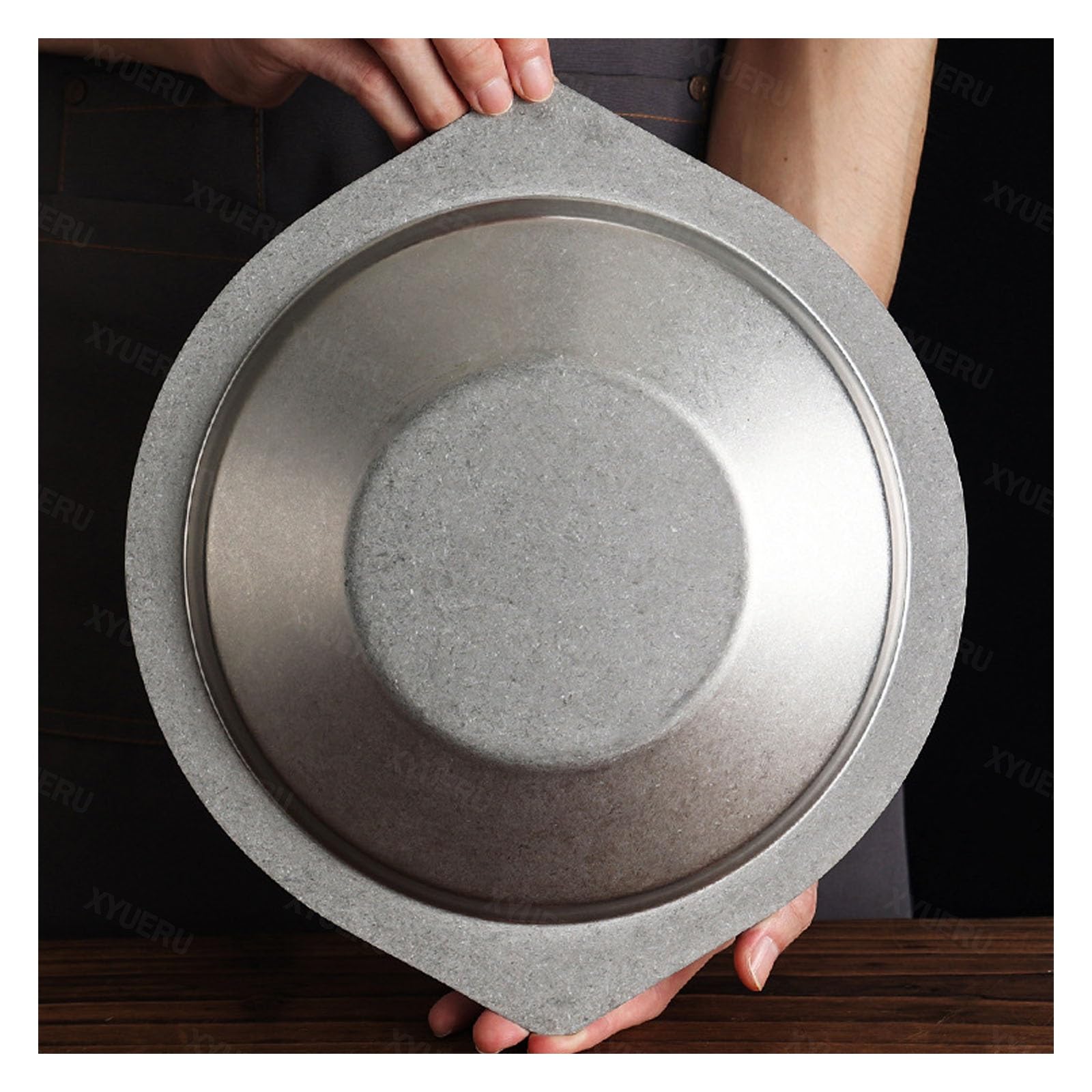 Paellera, plato de acero inoxidable para servir mariscos, ollas secas para cocinas de inducción, ideal para hogares y restaurantes
