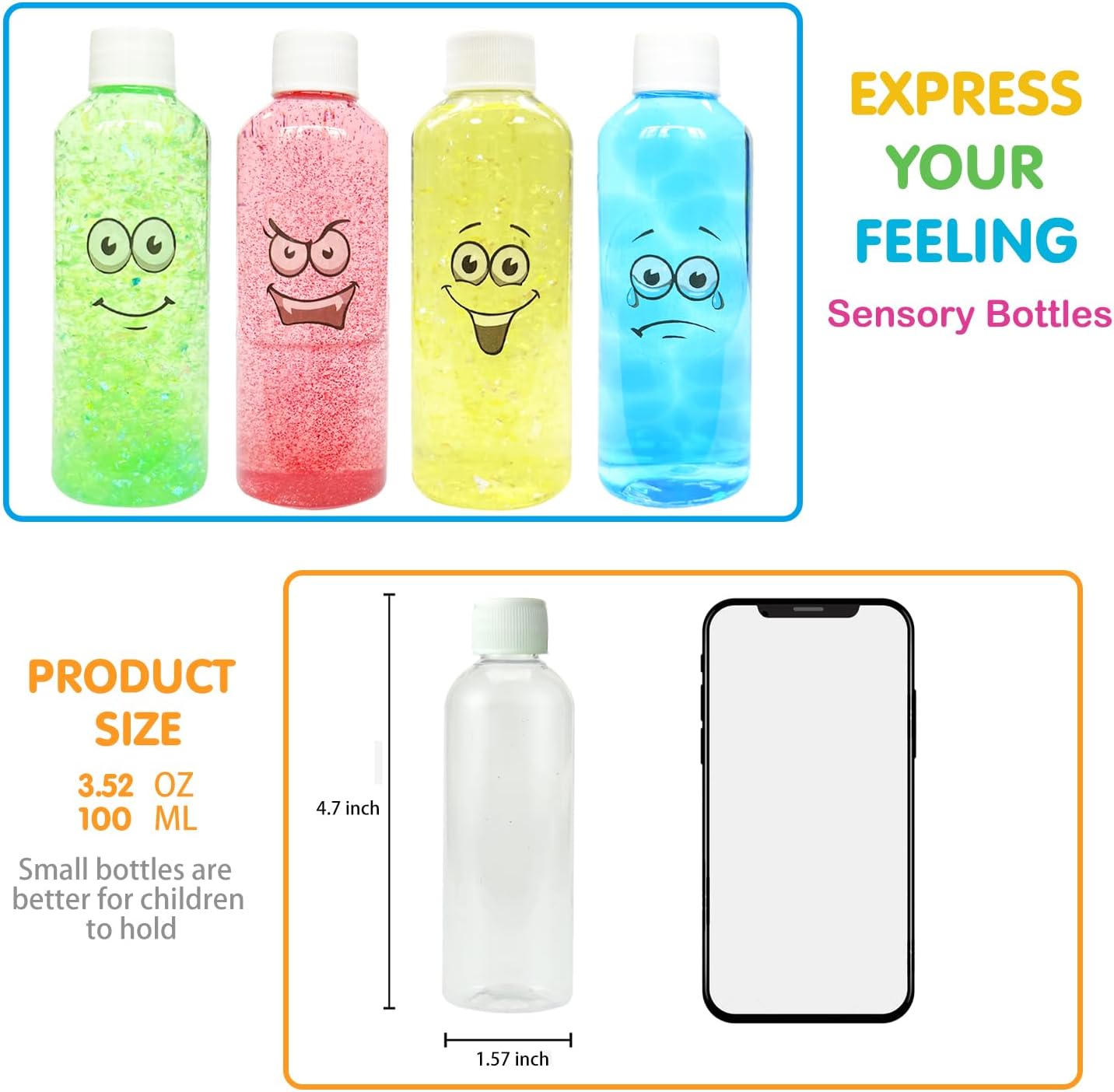 Calm Down Sensory Bottles for Calm Down Corner Items, Calming Sensory Toys, Sensory Bottles for Social Emotional Learning with Glitter Pom Poms and More - Image 2