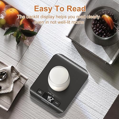 Miniatura 7 de CROWNFUL Food Scale, 11 lb Digital Kitchen Scales with Built-in Coin Battery, Weight Ounces and Grams for Cooking and Baking, 6 Units with Tare