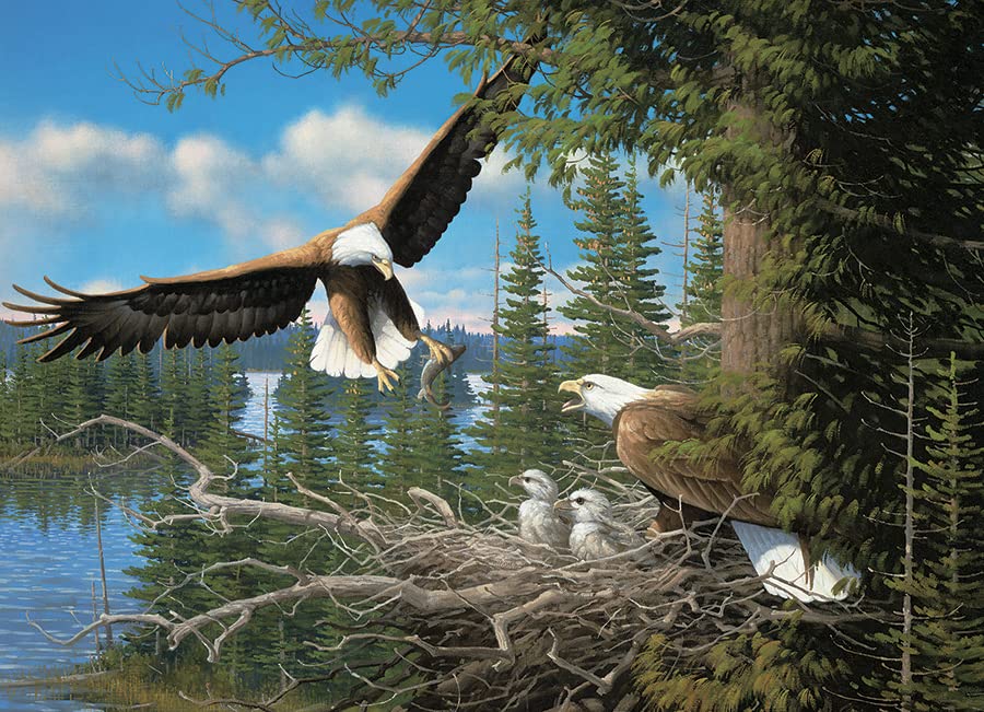 Cobble Hill 1000 Piece Puzzle - Nesting Eagles - Sample Poster Included