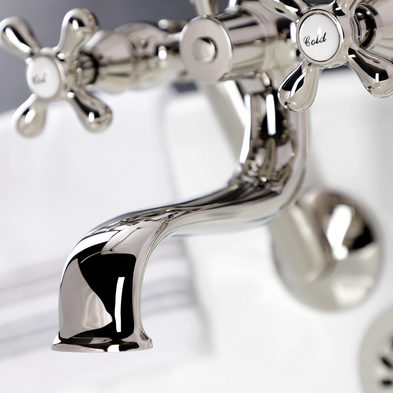 Kingston Brass KS229PN Kingston Wall Mount Clawfoot Tub Faucet with Hand Shower, Polished Nickel