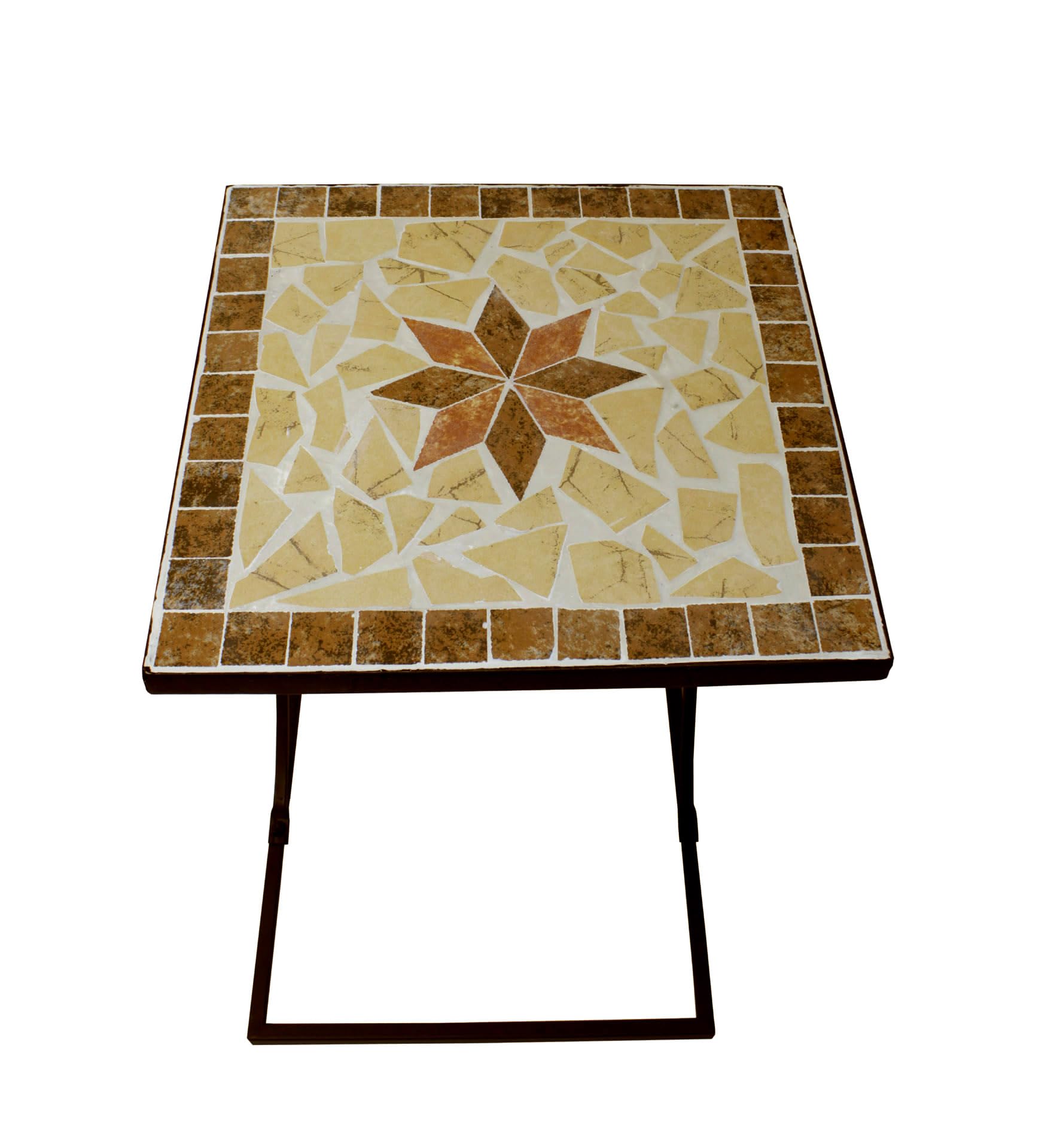 Spetebo Tavolino in metallo con piano a mosaico, decorazione da giardino, balcone, terrazza