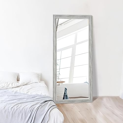 Naomi Home Espejo rústico para suelo blanco66 x 32 pulgadas
