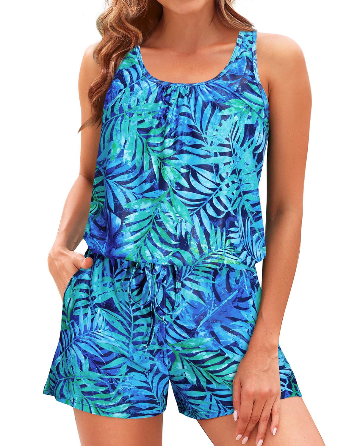 Romper One Piece Swimsuits with Short - Women Boyleg with Pockets Modest Bathing Suit 2025 Swimwear-image-38