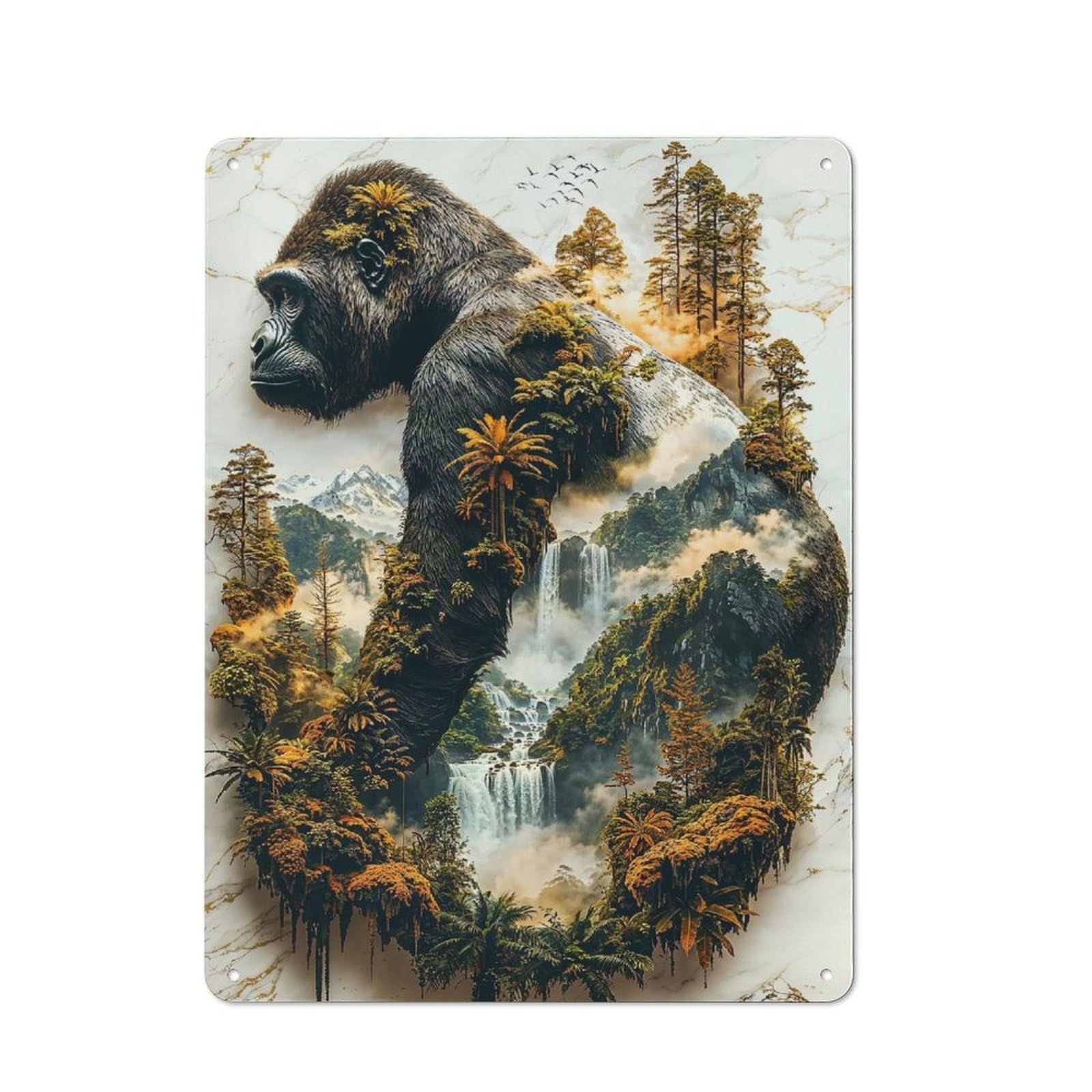 Junmoney The Gorillas Verdant Reign Retro Metal Plaque 40X30cm For Dining Room Or Kitchen, For Kitchen, Dining Room And Home Bar Wall Decor