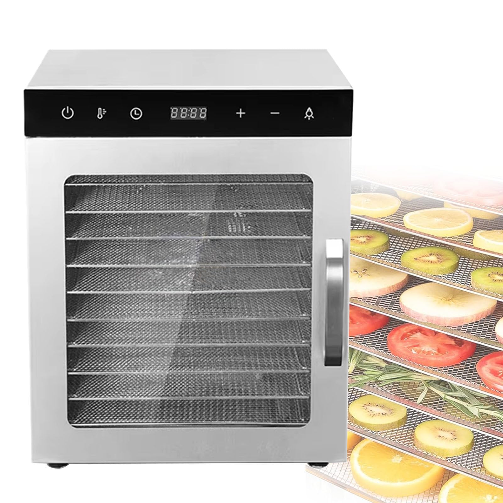 Essiccatore Per Alimenti Da 800 W, Vassoi In Acciaio Inox 10/12, Essiccatori Per Alimenti E Carne Secca, Erbe, Frutta, Essiccatore, Macchina Per Essiccazione Con Timer Digitale,12layer-110V