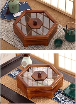 Solid Wood Snack Box Chinese Divided Dried Fruit Tray Vintage
