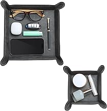 Navaris Svuotatasche Design Moderno - Set da 2 Svuota Tasche da Ingresso - in Pelle PU Elegante - Idea Regalo Uomo Donna - per Gioielli Chiavi di Casa Monete Smartphone - Nero