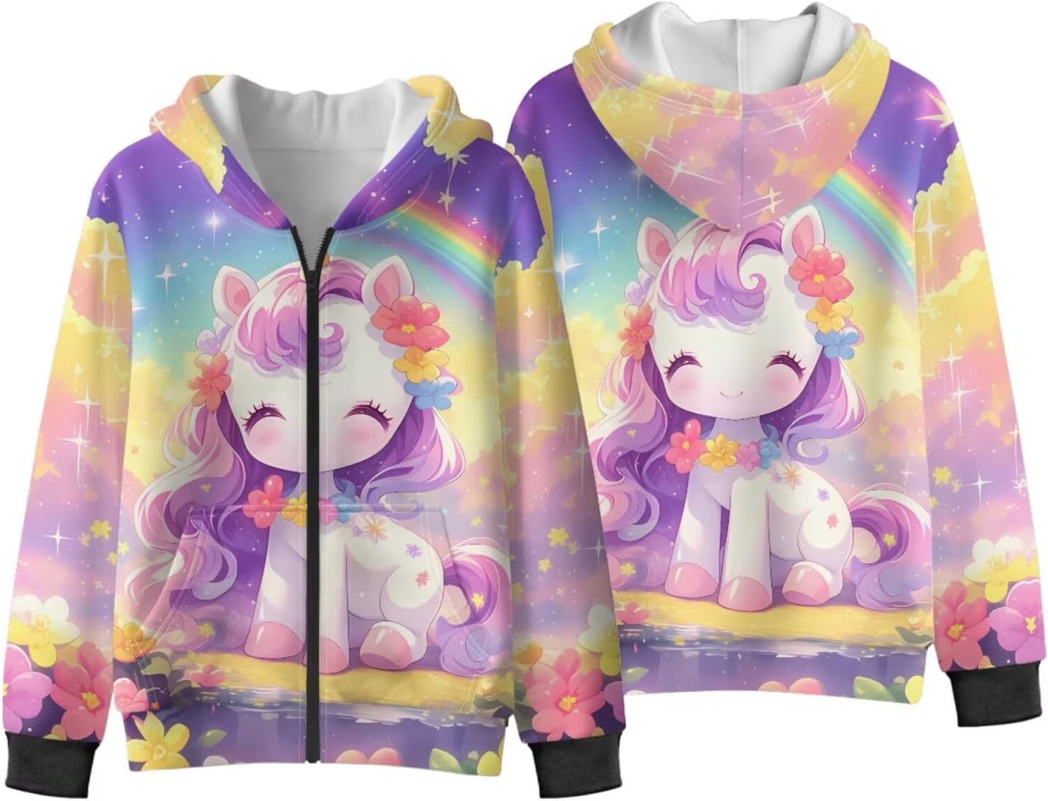 Girl's Zipper Hooded Sweatshirts Long Sleeve Running Hoody Coat with Pockets Age 6-16
