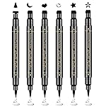 Ownest 6Pcs Eyeliner Stamp, Double-End Eyeliner Stamp Pen, Waterproof Eye Liner Tattoo Makeup-Smiley+Triangle+Heart+Star+Moon+Flower