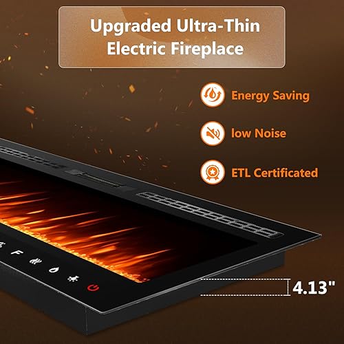 Miniatura 6 de Alohappy Chimenea eléctrica, calentador eléctrico de 50 pulgadas de ancho, empotrado en pared o montado en la pared, 12 colores de llama, 5 opciones