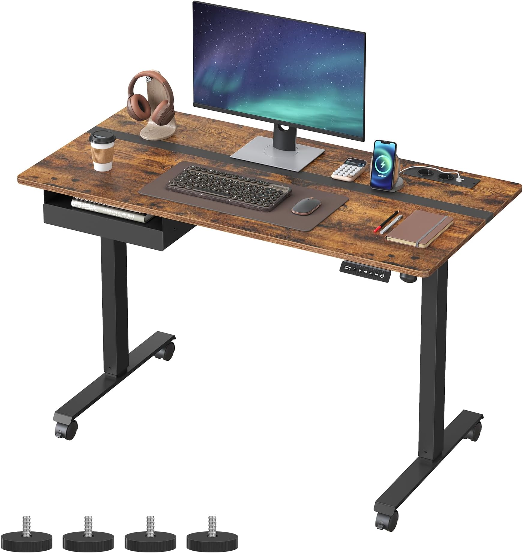 RICOO Höhenverstellbarer Schreibtisch - Elektrisch Mit 2 Motoren Bis 125kg