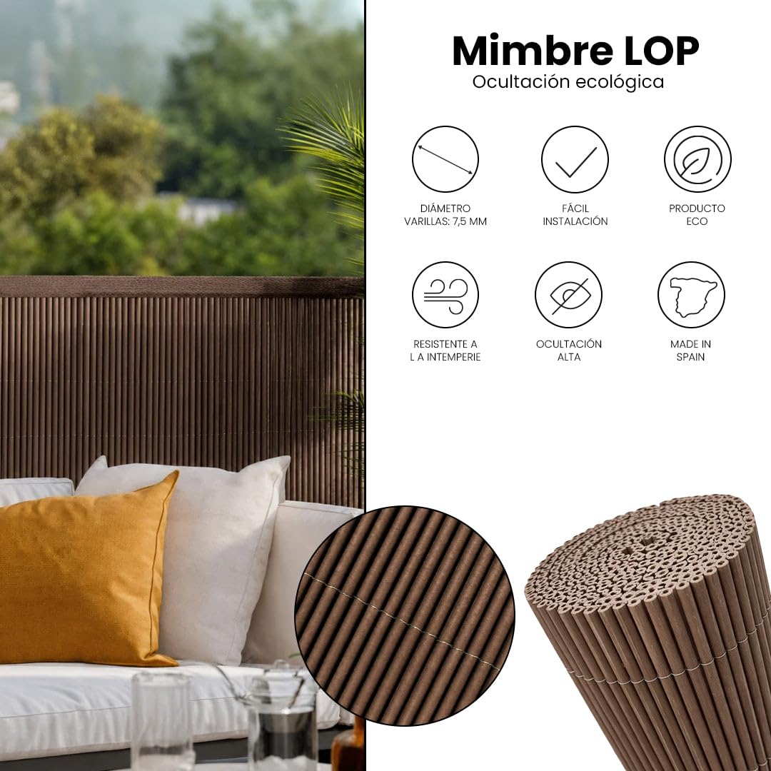 Nortene | Mimbre Ecológico Lop Madera 1.8x3 M | Cerramiento Sostenible De Alta Durabilidad | Decorativo Para Jardín, Terraza Y Balcón