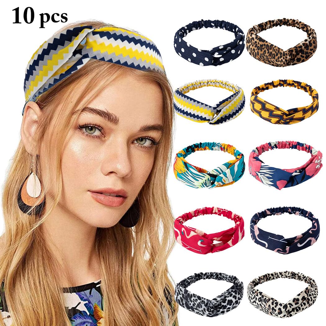 Fascia elastica intrecciata annodata per capelli, stile vintage, 10 pezzi