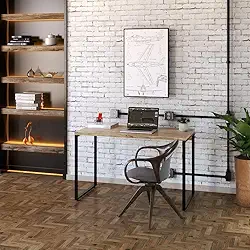 Mesa para Escritório Office Estilo Industrial 1,20m, Compace, Kuadra, Carvalho/Est. Preta