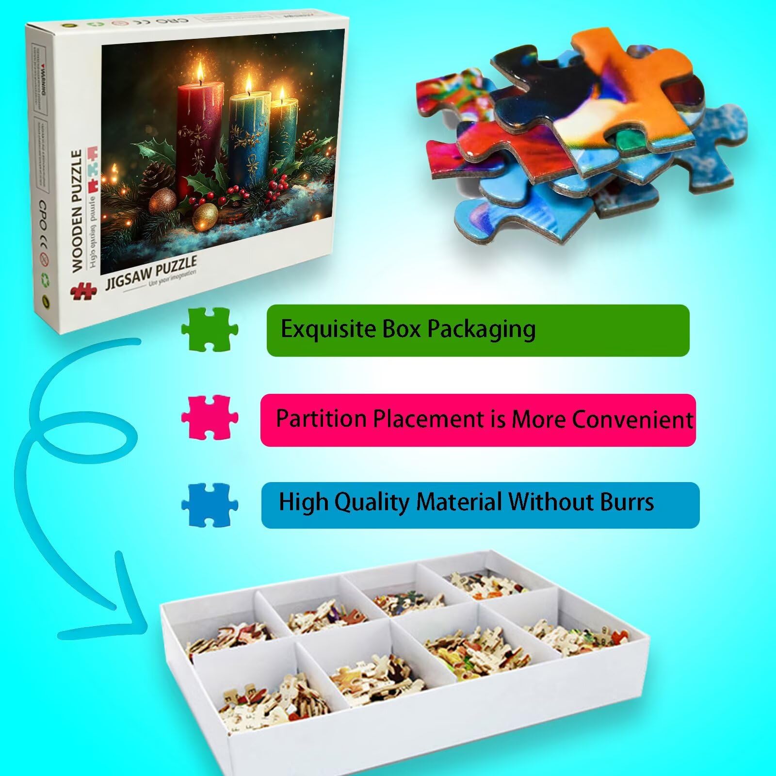 Puzzle 2000 elementów, świeca, drewniane puzzle dla dorosłych, klasyczna gra edukacyjna, puzzle marzenie, duże, imponujące puzzle, piękna dekoracja, puzzle i prezenty, zestaw do majsterkowania dla