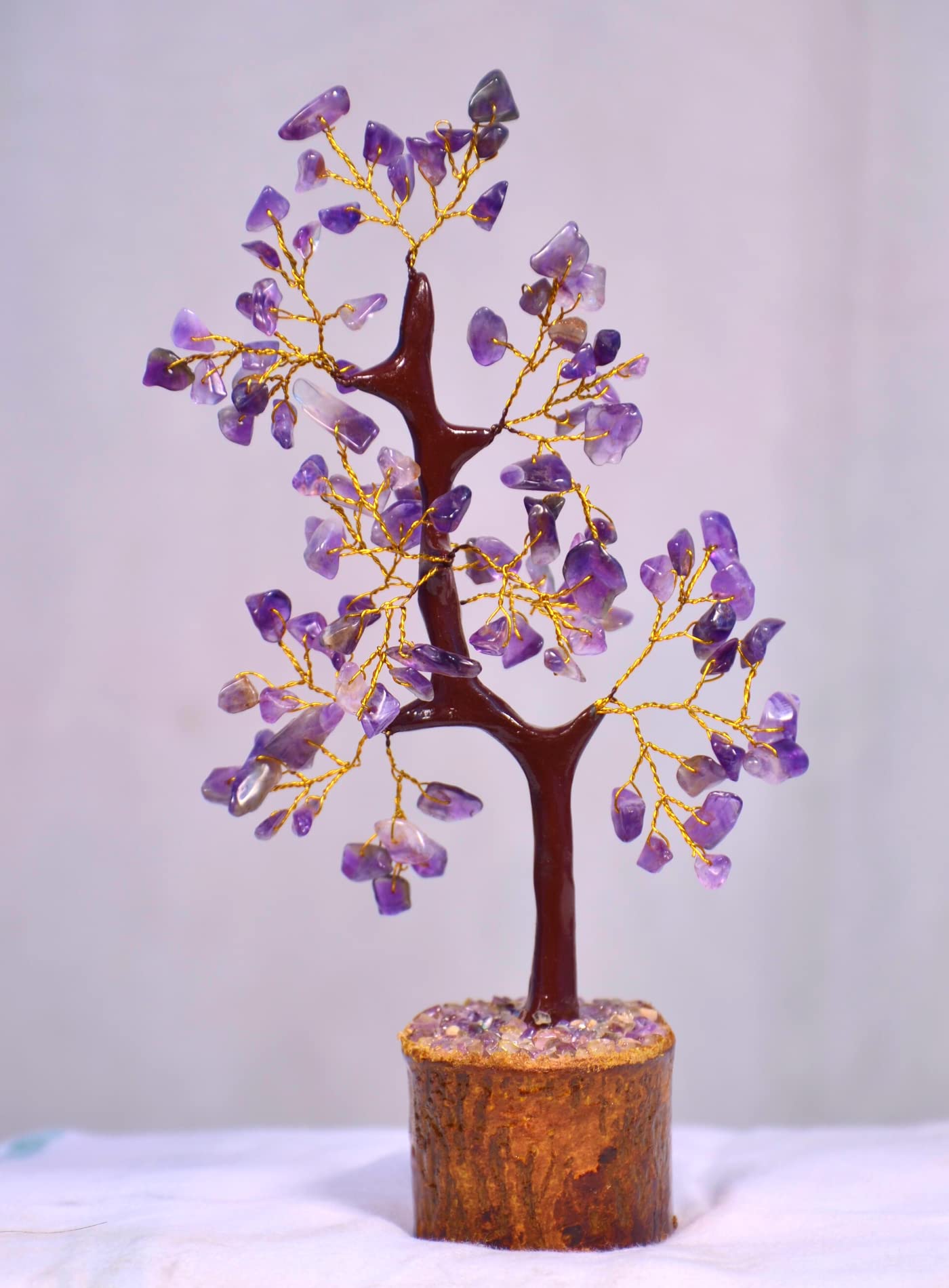 VIBESLE Amethyst Tree of Life - Chakra Gemstone Crystal - Healing Feng Shui Money Tree - Spiritual Decor and Gifts