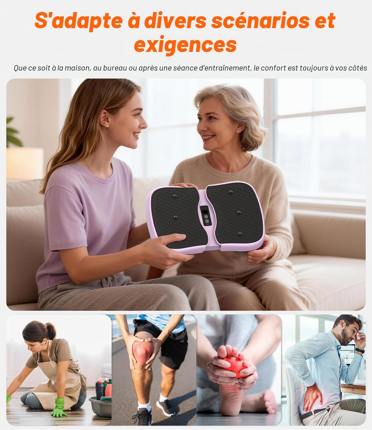 Plateforme Vibrante avec Fonction de Chauffage, Écran Tactile LCD, 6 Modes, Charge Maximale 130 kg, USB-C